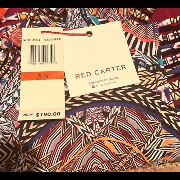 Red Carter 1 Piece Cutout Plum Multi Swimsuit One-piece Bathing Suit - Picture 3 of 4